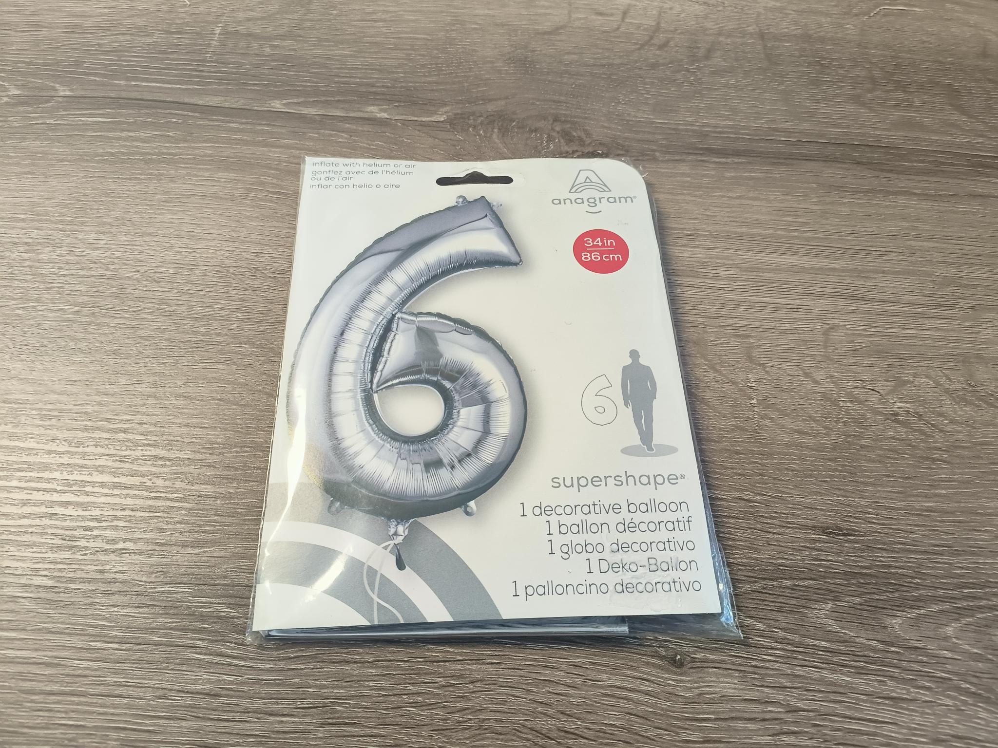 Silver X-Large Number 6 Foil Balloon Roodepoort