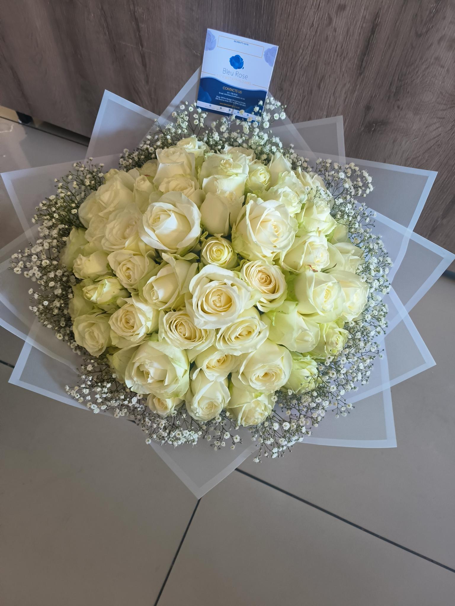 white roses with gypsophilia White Roses with Gypsophila Roodepoort